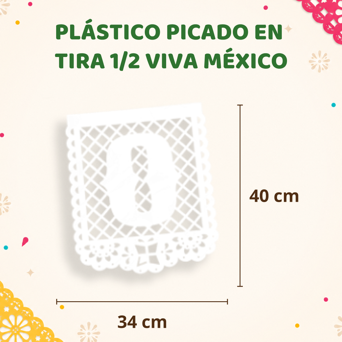 Plástico Picado "¡Viva México!" | 10 tiras (50 m)